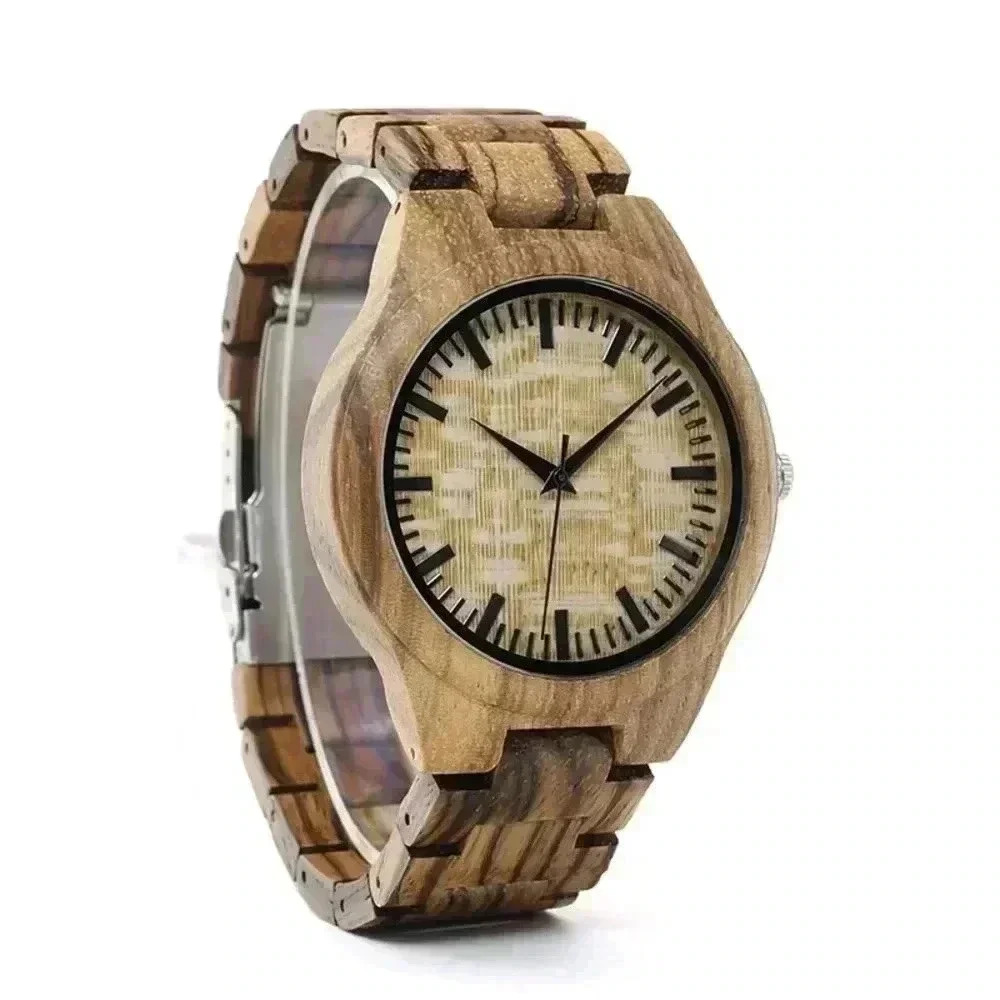 "Todd" Handmade Natural Zabra Wood Quartz Watch